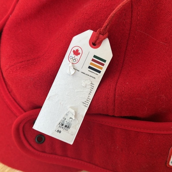 Hudson's Bay Company Wool Winter Hat Canada Olympics Unisex Fleece Red 2014 NWT - Picture 4 of 9